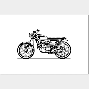 CL360 Scrambler Motorcycle Sketch Art Posters and Art